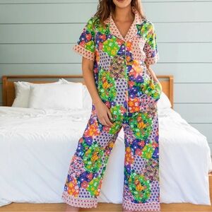 Anthropology Printfresh Flower Power Pajama Set and Robe Intimates & Sleepwear